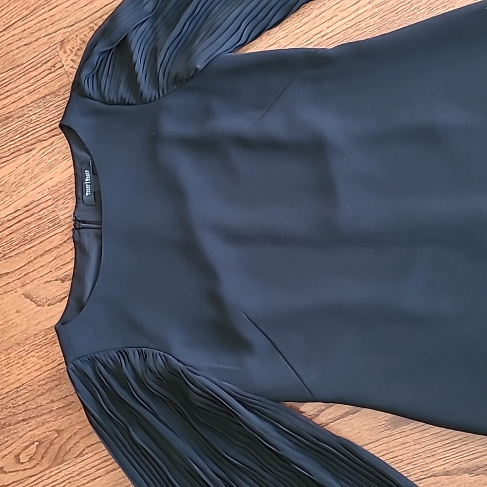 White House/Black Market Classic Black Dress with Long Crepe Sleeves - Size 4 - Picture 5 of 13